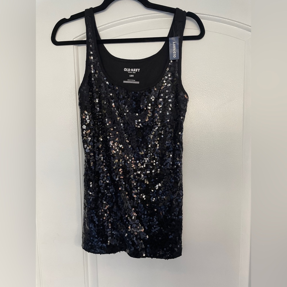 Old Navy Black Sequin Tank Top